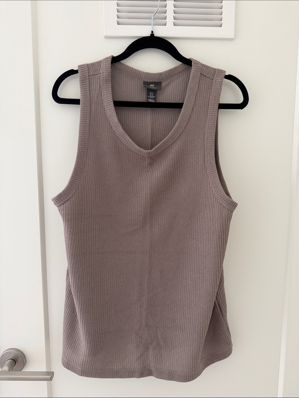 H&M Knit V-Neck Tank Top in Taupe